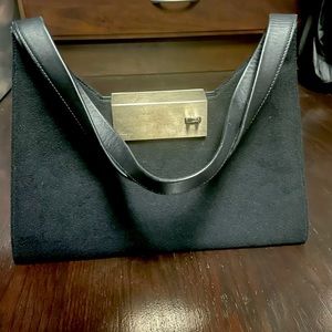 Salvatore Ferragamo black suede handbag